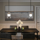 Hudson&Canal Sondre 8" Wide Double Layer Pendant with Glass Shade - Blackened Bronze/White Milk/Clear-Product Dimensions: 7.88" L x 7.88" W x 11.75" H