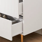 HOMCOM Nightstand with 2 Drawers - White-Adjustable foot pads assure stability on uneven floors