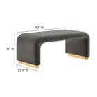 Modway Koda Performance Velvet Waterfall Ottoman - Brass/Storm Grey-Waterfall Design