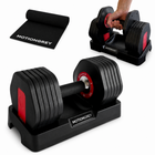 MotionGrey V2 Adjustable Dumbbell with 6 Weight Settings, Quick-Change Dial and Storage Base - 5-26.5 lb-Adjustable dumbbell covers a 5-26.5 lb range in one compact training unit