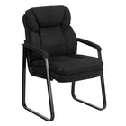 Flash Furniture Black Microfiber Executive Side Reception Chair with Lumbar Support & Sled Base-Contemporary Style
