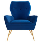 Modway Renata Button Tufted Performance Velvet Armchair - Navy-Chair Weight Capacity: 331 lb