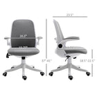 Vinsetto Fabric Office Desk Chair with Flip-Up Arms and Swivel Seat - Grey-Rocking function for taking a break