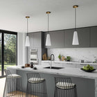 Modway Beacon 1-Light Pendant Light - Opal/Satin Brass-Glass Cone Shade