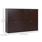 HOMCOM Flip Down Shoe Storage Cabinet with Wooden Rack for Entryway - Brown-Tilt-out drawers help save space