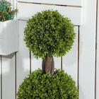 HOMCOM 45.3 InchDecorative Artificial Boxwood Plants in Pots - Green - 2 Pack-Colour: Green 