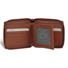 Champs Onyx Leather Zip Around Wallet - Brown-RFID Lining