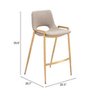 Zuo Desi Counter Stool - Beige/Gold - Set of 2-8