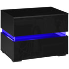 HOMCOM LED Nightstand with 2 Drawers - Black-Modern style highlights your home décor