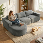 HOMCOM L-Shaped Cloud Sectional Sofa with Chaise - Dark Grey-Deep seat and wide armrests enhance comfort