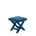 Manhattan Comfort Abigail 20.47" Mid-Century Modern Velvet Upholstered Ottoman Bench - Blue-Leg Height Measures: 16.33 in