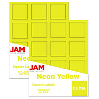 JAM Paper Square Address Labels, 2 x 2, Neon Yellow, 240 Pack-Mailing Address Labels