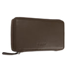 Gry Mattr Vegan Leather Pen Pouch - 8.25" × 4.5" - Brown-Smooth vegan leather exterior