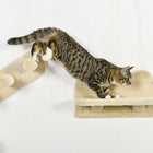 PawHut 3-Piece Cat Wall Shelf with Hammock, Scratching Post and Platforms-Colour: Beige, Cream 