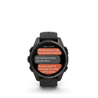 Garmin fēnix 8 - AMOLED Outdoor Recreation/Adventure Watches - 43 mm - Sapphire, Carbon Gray DLC Titanium with Black/Pebble Gray Silicone Band-Off-grid voice command feature lets you access select watch controls even without a smartphone connection