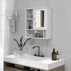 Kleankin Wall Mounted Bathroom Mirror Cabinet with Door and Adjustable Shelf - White-Mirror included for better preparation for your morning makeup or shaving   