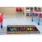 Ashley Productions The Original Fun Mat Mat Runner - 15.5" x 47" - Welcome Crayons-Slip-Resistant and Durable: Heavy-duty rubber backing ensures safety and durability, perfect for high-traffic areas.