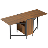 HOMCOM 67" Drop Leaf Folding Dining Table with Storage Shelves for 4 - Brown-A space-saving choice for a small kitchen or dining room