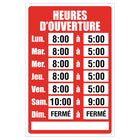 Cosco Business Hours Sign Kit with Cling Numbers - 5.25" x 6" - French Text-Includes reusable cling numbers and letters for easy customization and updates as schedules change
