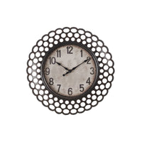 Monarch Specialties Clocks 16" Round Wall Clock - Dark Green -A trendy and eye-catching 16" round wall clock with a sleek dark brown plastic frame with circular cut-outs adds a modern touch to any room