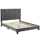 Modway Melanie Tufted Button Upholstered Performance Velvet Queen Platform Bed - Grey-Platform Bed Frame With Headboard