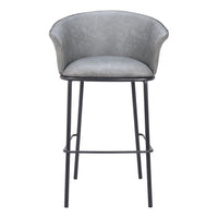 Zuo Garston Barstool - Grey-Plush and durable faux leather fabric