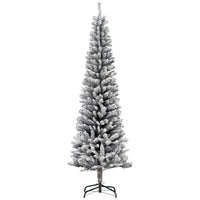 HOMCOM 6' Snow-Flocked Pencil Artifical Christmas Tree - Black-Snow-flocked design adds a wintry touch 