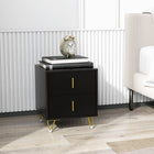 HOMCOM Nightstand with Metal Legs for Bedroom - Black-Ample drawer space for storing books, pens, or bedtime essentials