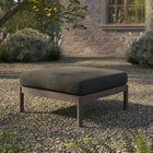 Modway Eleni Square Outdoor Teak Wood Ottoman - Weathered Grey Flint-Slatted Seat
