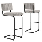Modway Parity Boucle Bar Stools - Black Taupe - Set of 2-Powder-Coated Metal