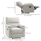 HOMCOM Manual Reclining Sofa with Footrest for Living Room - Cream White-Strong steel frame for dependable everyday use