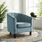 Modway Prospect Channel Tufted Performance Velvet Armchair - Light Blue-Performance Velvet Upholstery