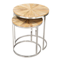 Zuo Bari Nesting Table - Natural - Set of 2-Mango Wood round shape tabletop