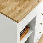 Modway Farmstead 3-Piece Kitchen Island and Stool Set - Oak White-Non-Marking Foot Pads