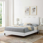 Modway Current Performance Velvet Twin Platform Bed with Wood Legs and Gold Sleeves - White-Stain-Resistant Performance Velvet