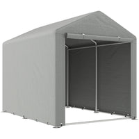 Outsunny 5.2' x 7.2' Portable Shed - Light Grey-Can accommodate 3 bikes, a motorbike or gardening tools with ease
