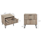 Manhattan Comfort DUMBO 20.07" Modern 2-Drawer Nightstand - Rustic Grey-Horizontal Glam Drawer Handles Made of Metal with a Gold Finish