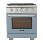 Kucht 30" KFX-X Series Pro Style Propane Gas Range - Stainless Steel/Light Blue-New true simmer burners for precise low heat cooking