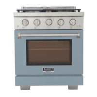 Kucht 30" KFX-X Series Pro Style Propane Gas Range - Stainless Steel/Light Blue-New true simmer burners for precise low heat cooking