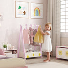 Qaba Kids Clothing Rack with Storage & Hangers - Pink-Encourages kids to organise clothes, building independence from an early age  
