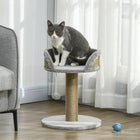 PawHut 19" Small Cat Tree with Scratching Post, Perch and Toy Ball - Grey-Soft plush inside the bed and on the base for soft comfort 