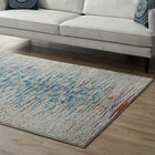 Modway Hesper Distressed Contemporary Floral Lattice Area Rug - 5 ft W x 8 ft L - Teal Beige/Brown-Gripping Rubber Underside