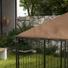 PawHut Outdoor Dog Kennel with Canopy and Rotating Bowls - 6.9' x 4.6' x 5' - Coffee-Materials are all long-lasting 