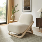 Modway Vander Textured Fabric Accent Chair - Oak Cream-Curved Wood Frame