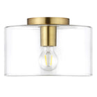 Hudson&Canal Henri 10" Wide Flush Mount with Glass Shade - Brass/Clear-Industrial design for your entryway, foyer, or kitchen
