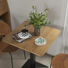 HOMCOM Square Dining Table with Steel Base for Kitchen - Brown-Adjustable foot pad keeps the table stable