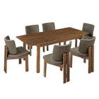 Modway Alba 7-Piece Dining Set - Walnut/Taupe-Chevron Wood Veneer Table Top