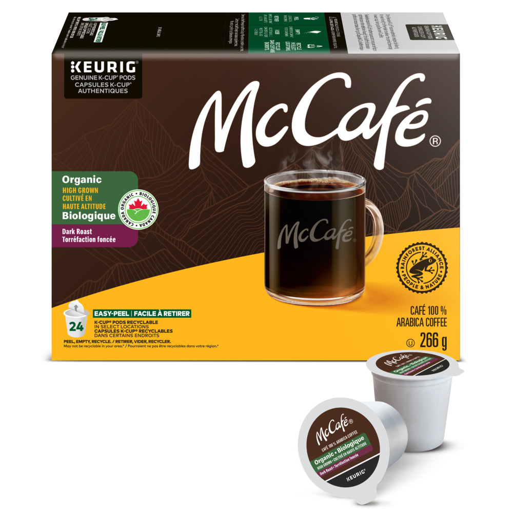 McCafé High Grown Organic Dark Roast - K-Cup Coffee Pods - 24 Pack