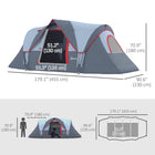 Outsunny 5-6 Person Outdoor Camping Tent with Lighting Hook, Carrying Bag - Grey-A carrying bag included for easy transportation
