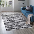Modway Haku Geometric Moroccan Tribal Area Rug - 5 ft W x 8 ft L - Black/White-Tight Low Pile Weave